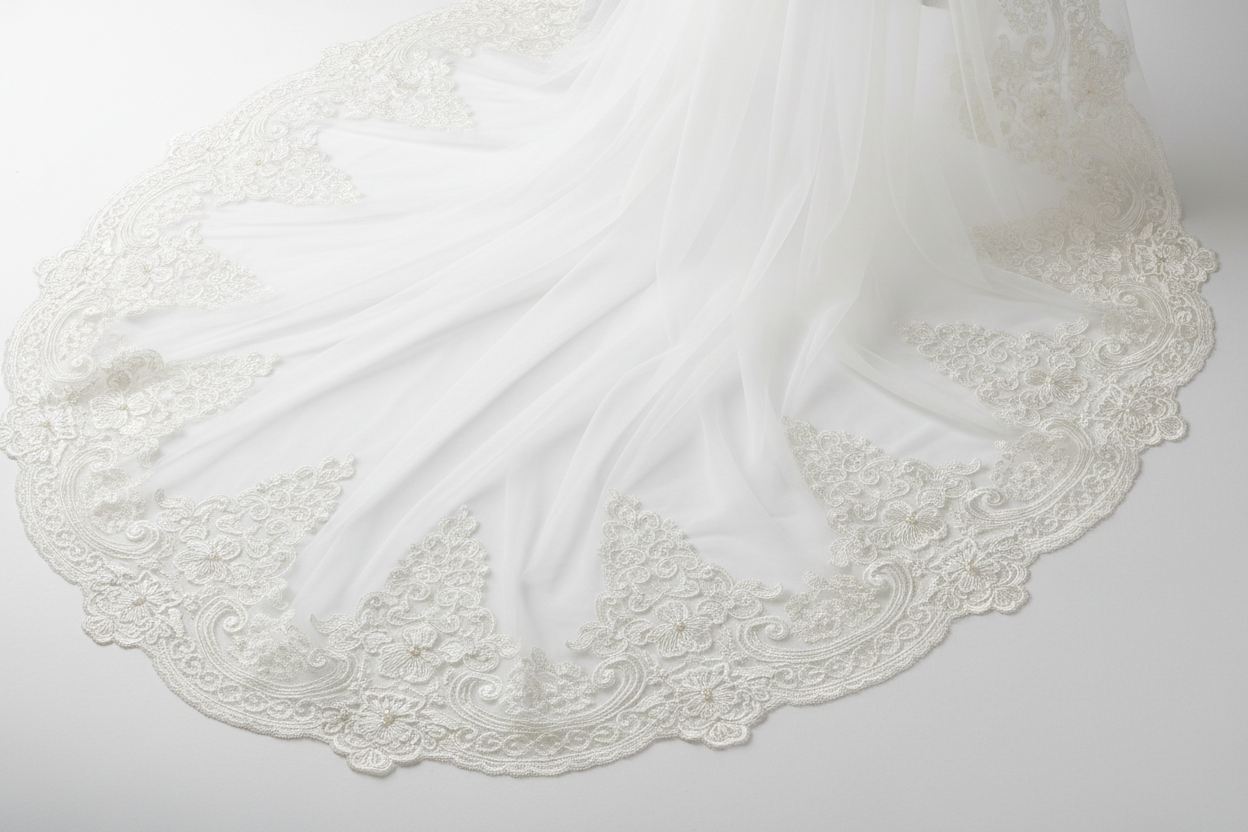 bridal veil with lace